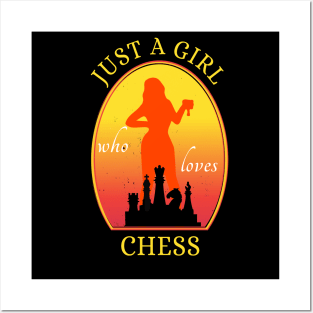 Just A Girl Who Loves Chess vintage sunset Posters and Art